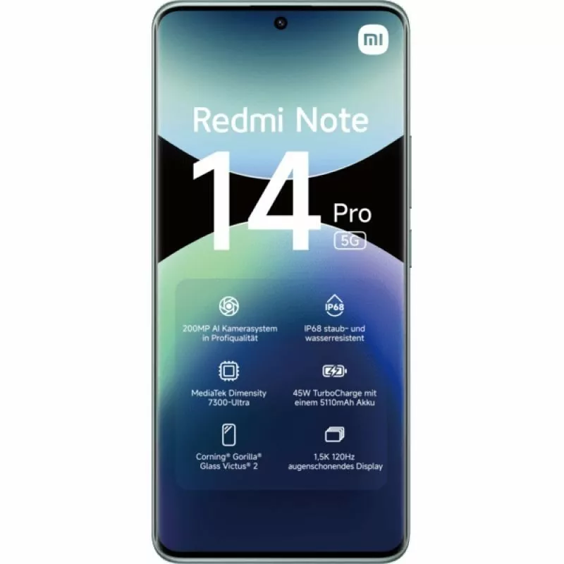 Xiaomi Redmi Note 14 Pro 5G - Coral Green - 5G Smartphone - 256 GB - GSM