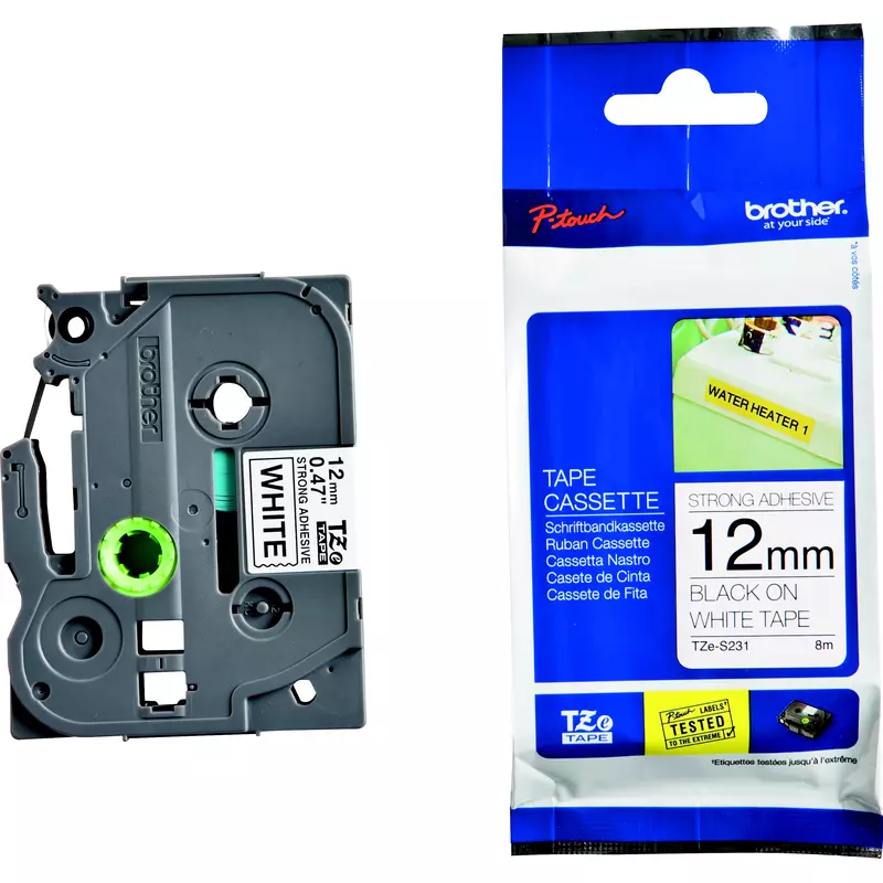 Brother Spezialband TZe-S231, schwarz/weiß, 12 mm