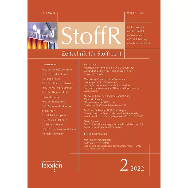 StoffR - Zeitschrift für Stoffrecht Abonnement