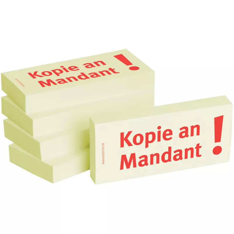Haftnotiz Kopie an Mandantm 5 Stück, gelb BIZSTIX 1301010155