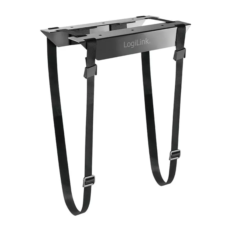Adjustable under desk CPU mount with strap