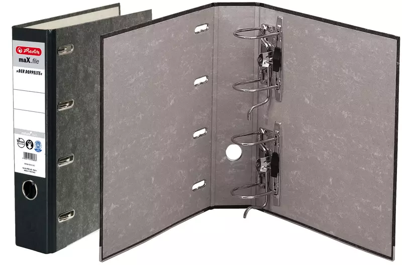 herlitz Doppelordner DIN A4, 2 x DIN A5, quer, Rückenbreite 80 mm, schwarz