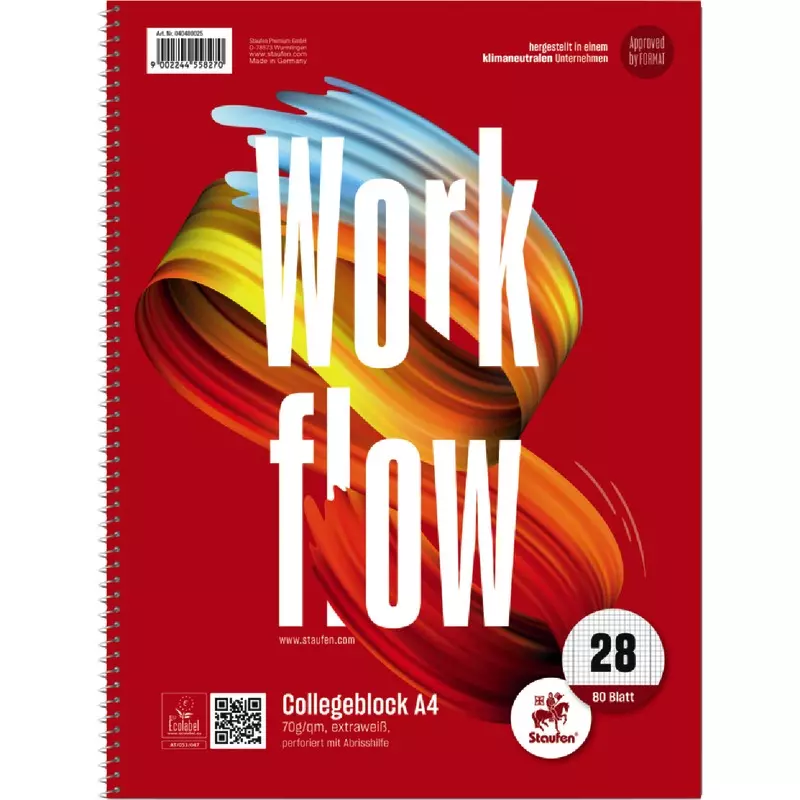 Staufen Collegeblock WORKFLOW, DIN A4, kariert, Lineatur 28