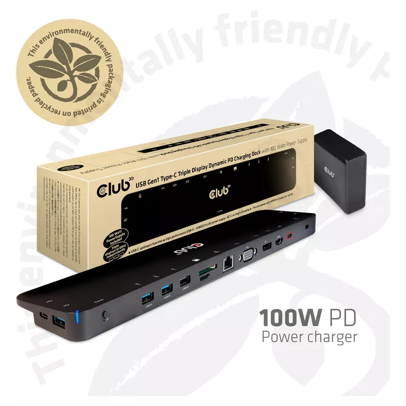Club3D ChargingDock USB-C 3.2 ->7xUSB/DP/HDMI/LAN/Audio 100W