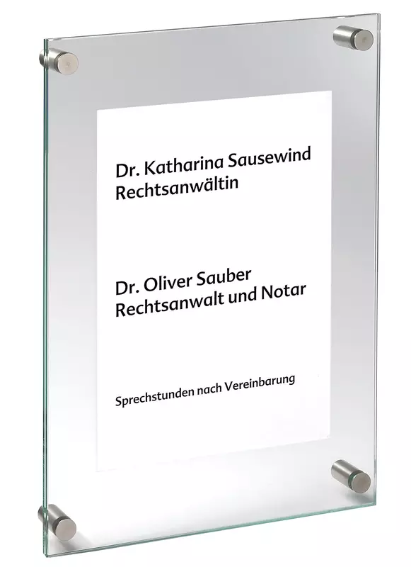 Sign Systems® CRISTALLO Wandschild DIN A4, B x H x T: 210 x 297 x 28 mm