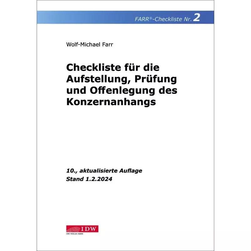 Checkliste 2 für die Aufstellung, Prüfung und Offenlegung des Konzernanhangs
