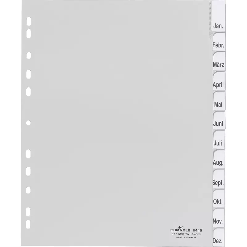 Durable Register DIN A4 überbreit 12tlg PP gr
