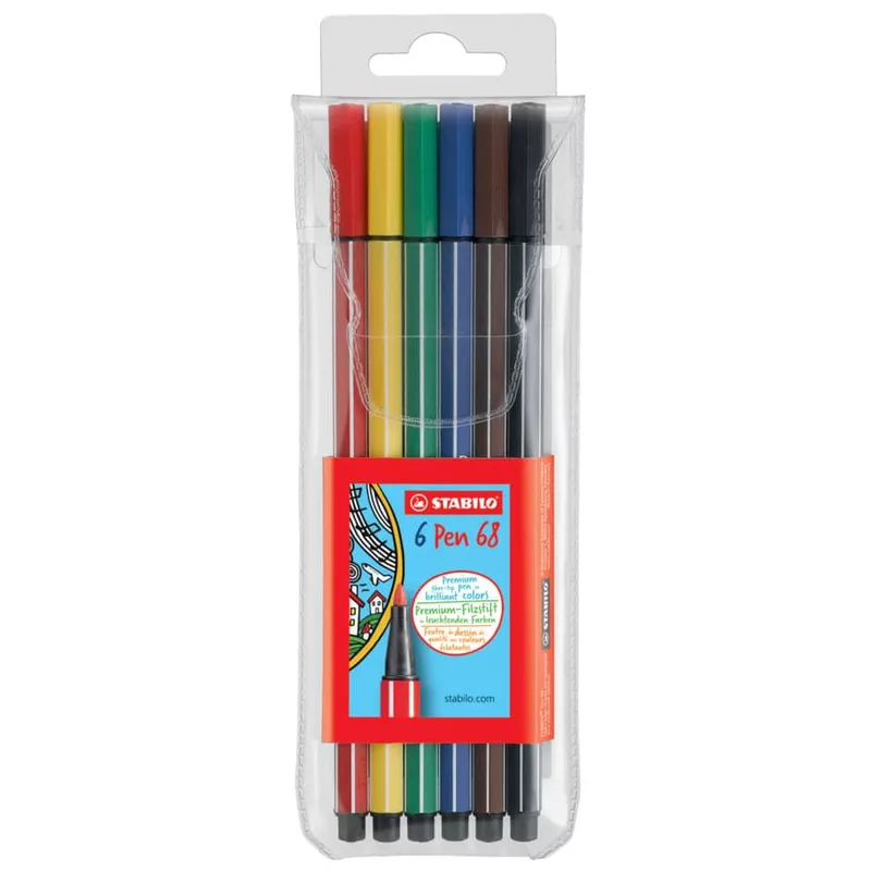 Fasermaler Pen 68 Etui, mit 6 Farben STABILO 6806/PL