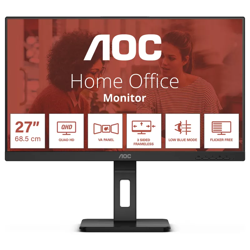 68,6 cm (27) 2560 x 1440 Pixel AOC Q27E3UMF 16:9 Quad HD VA 75 Hz USB-Hub Pivot Height Speaker