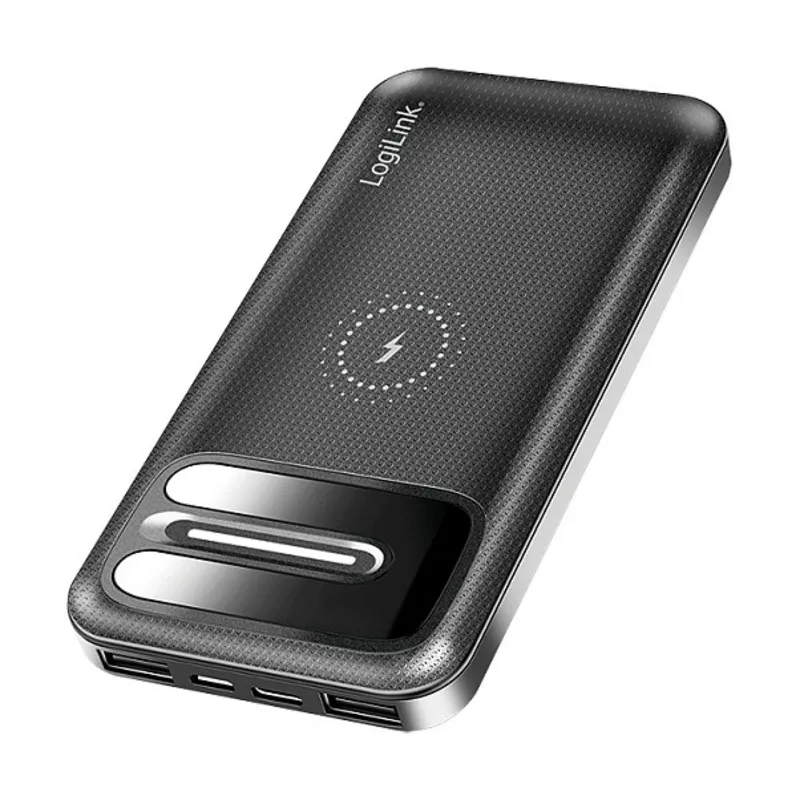 Mobile Power Bank, LiPo, 8.000 mAh, wireless charging, black