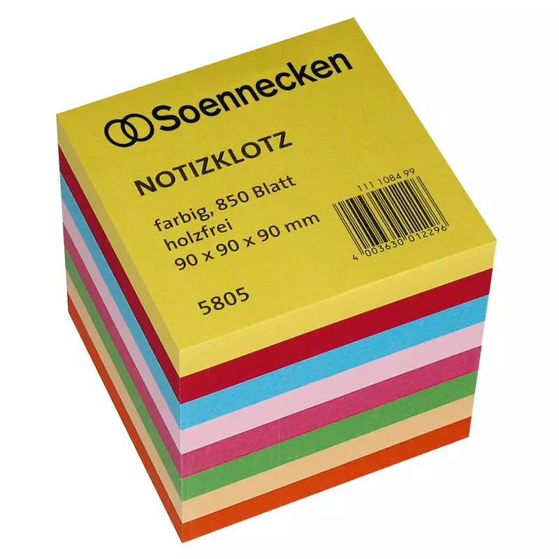 Soennecken Notizklotz 9x9x9cm 850Blatt farbig sort