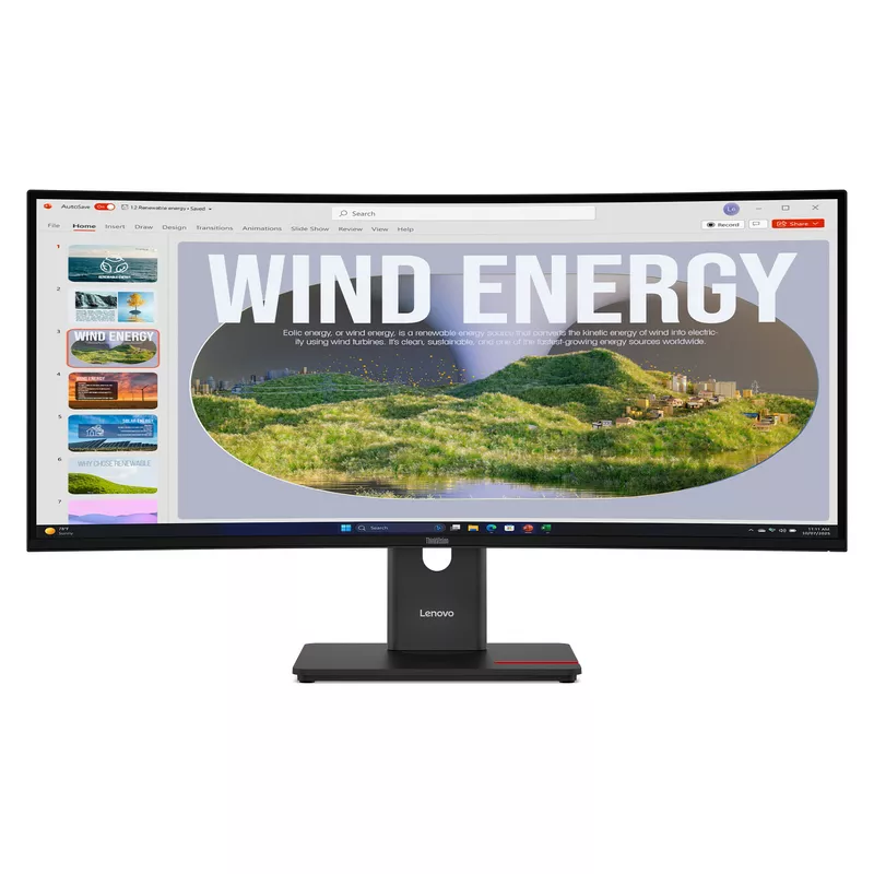 86,4cm/34 (3440x1440) Lenovo ThinkVision T34WD-40 21:9 WQHD VA Curved 4ms 120Hz HDMI DisplayPort USB-C USB-A RJ45 VESA Kensington