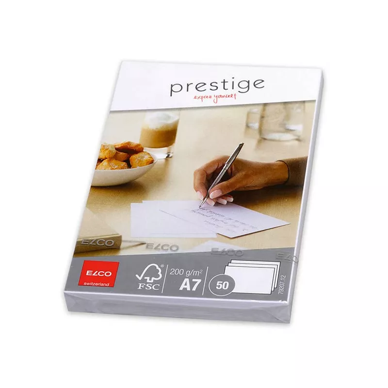 Briefkarte Prestige, A7, 200g/m², 50 Stück, weiß ELCO 79207.12