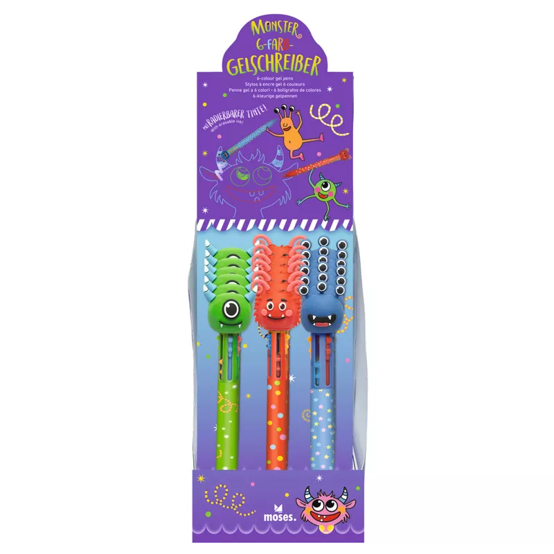 6-Farb-Gelschreiber Monster, sortiert MOSES 26306