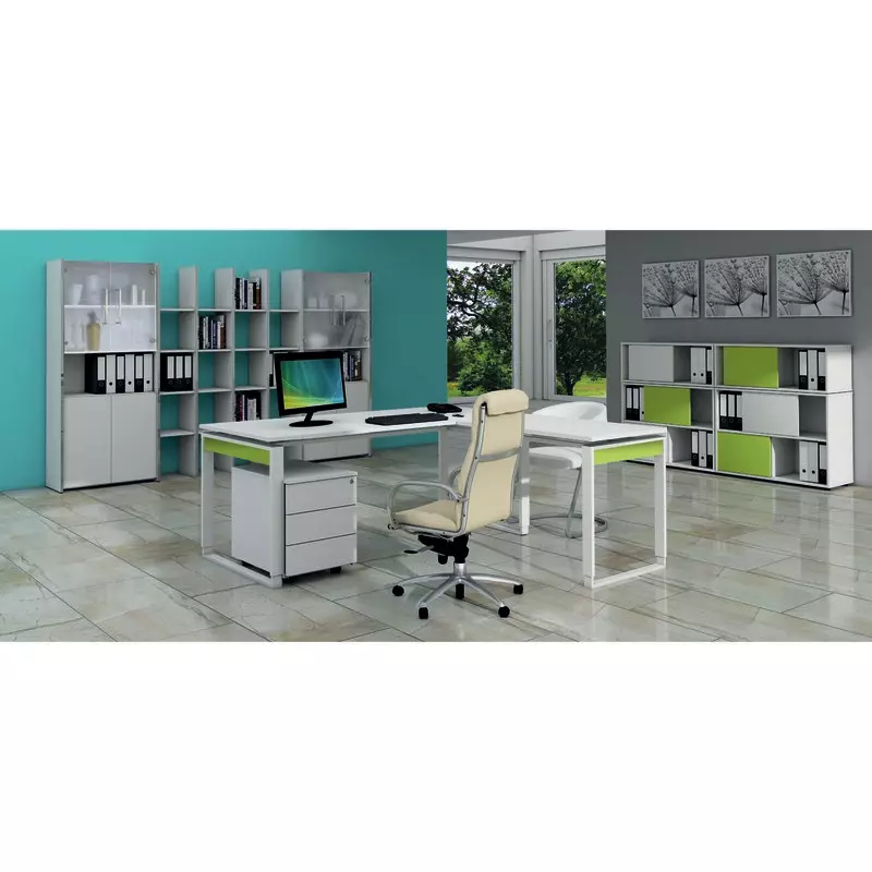 Schiebetürenregal FRESH, 1 Ordnerhöhe, Korpus weiß