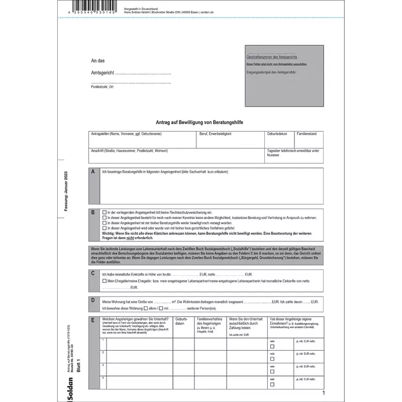 SoldanPlus Antrag auf Beratungshilfe