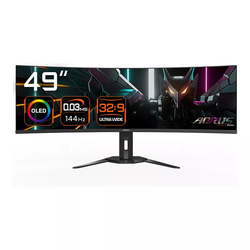 124,5cm/49 (5120x1440) Gigabyte Monitor Aorus CO49DQ DQHD curved HDR400 TrueBlack 0,03ms 144Hz 2xHDMI DP USB-C Speaker Black