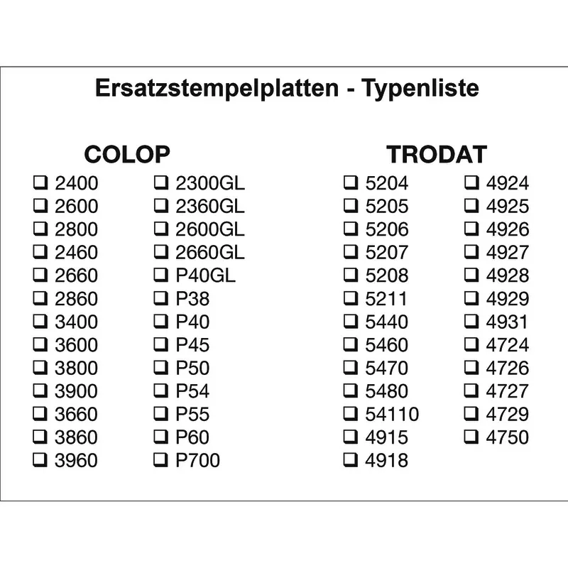 Ersatz-Stempelplatte für Trodat 5204, 5206, 5208 und COLOP S 2660, 2860