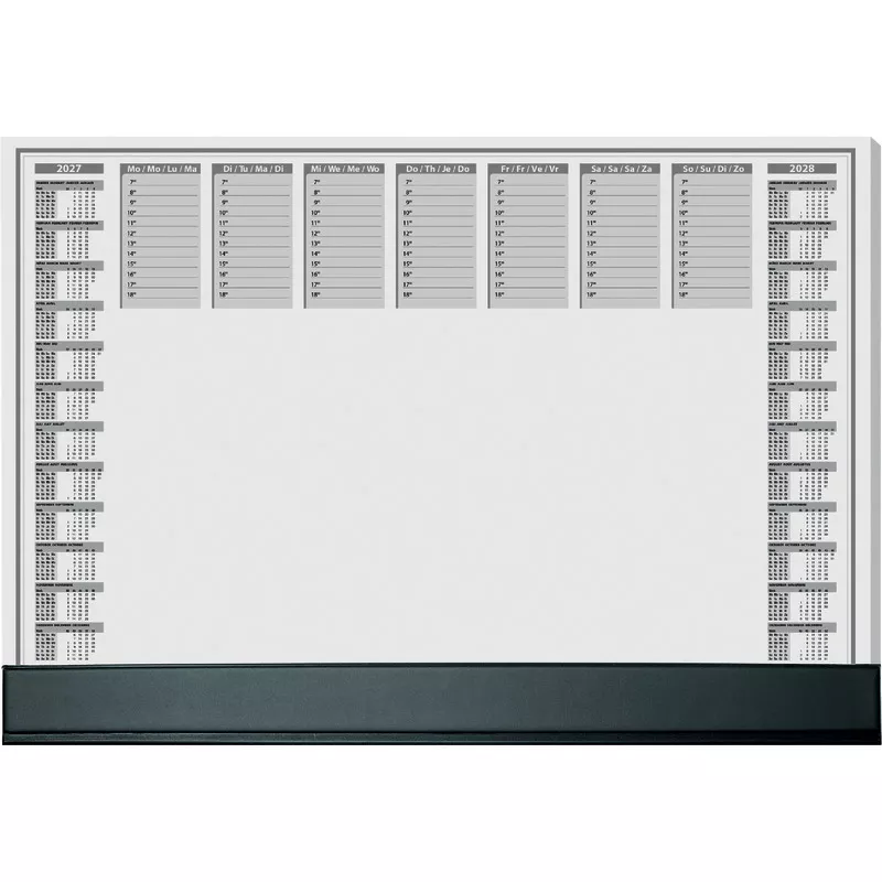 Sigel Schreibunterlage H6366, Protect, weiß, Papier, mit 2-Jahres-Kalender 2026/ 2027, mit Kantenschutz in schwarz, 595 x 410 mm