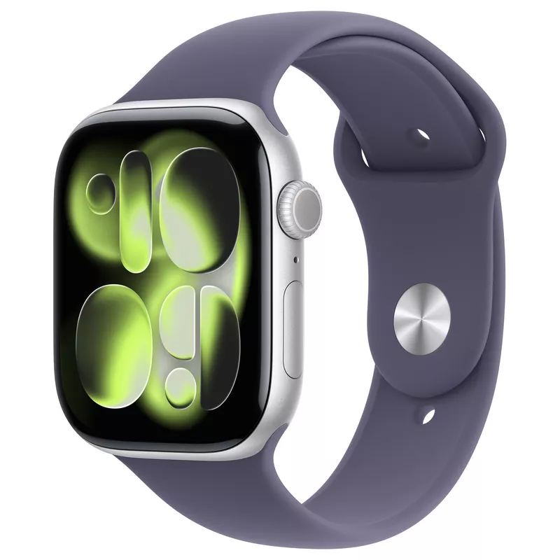 Apple Watch S11 Aluminium Cellular 46mm Silber (Sportarmband nebelviolett) M/L