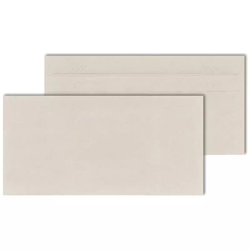 Briefumschlag DIN lang, 110 x 220 mm, Recycling, selbstklebend, grau, 75 g/m², Sicherheitsschlitze an der Klappe , Pack: 1.000 Stück