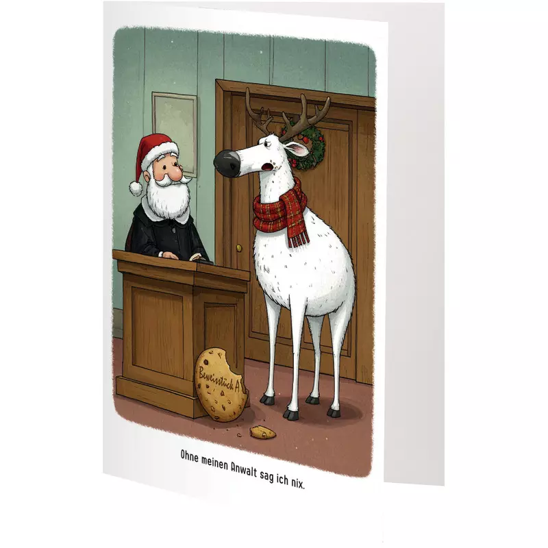 SoldanPlus Weihnachtskarte Santa mit Rentier, individuell bedruckt, inkl. Kuvert