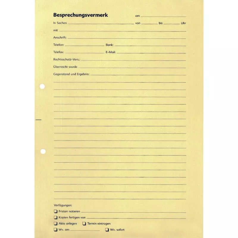 SoldanPlus Besprechungsvermerk DIN A4 hoch, gelb