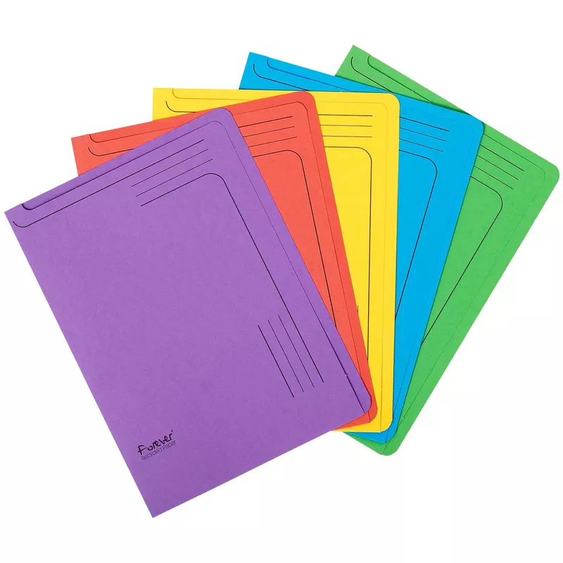 Aktenmappe A4 mit Beschriftungsfeld und abgerundeten Ecken, Recyclingkarton 290g, Forever - Farben sortiert