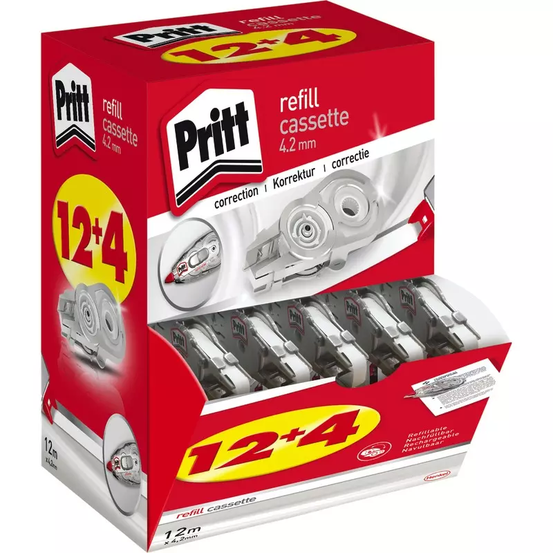 12 + 4 GRATIS! 16 Pritt Refillkassetten-Flex WA 975, Bandmaße: 4,2 mm x 12 m
