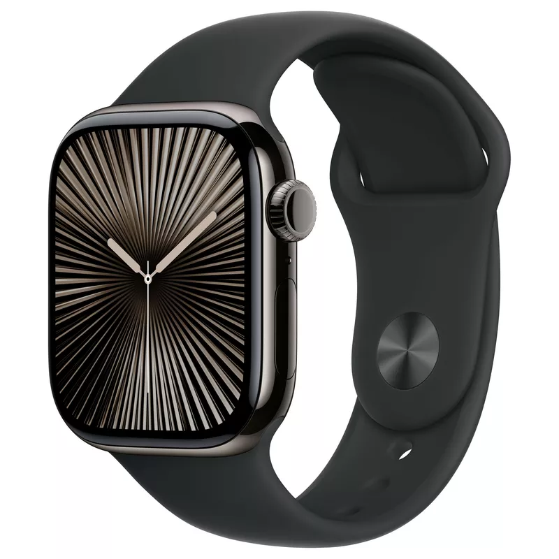 APPLE Watch Series 10 GPS + Cellular 42mm Slate Titanium Case with Black Sport Band - S/M