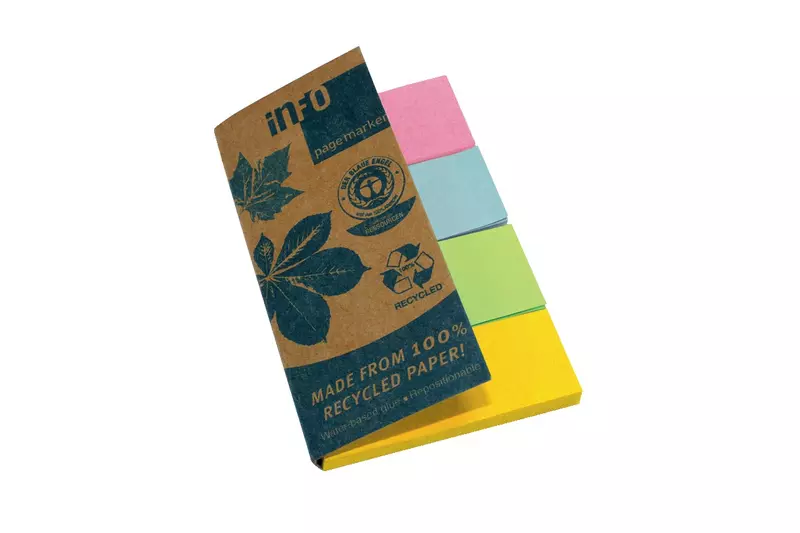INFO NOTES Recycling Nature Notes Page Marker, 20 x 50 mm, 4 x 40 Blatt