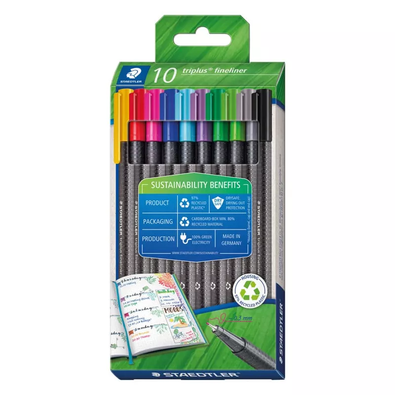 Feinschreiber triplus® fineliner, ca. 0,3 mm, 10 Stück sortiert STAEDTLER 334 RC10