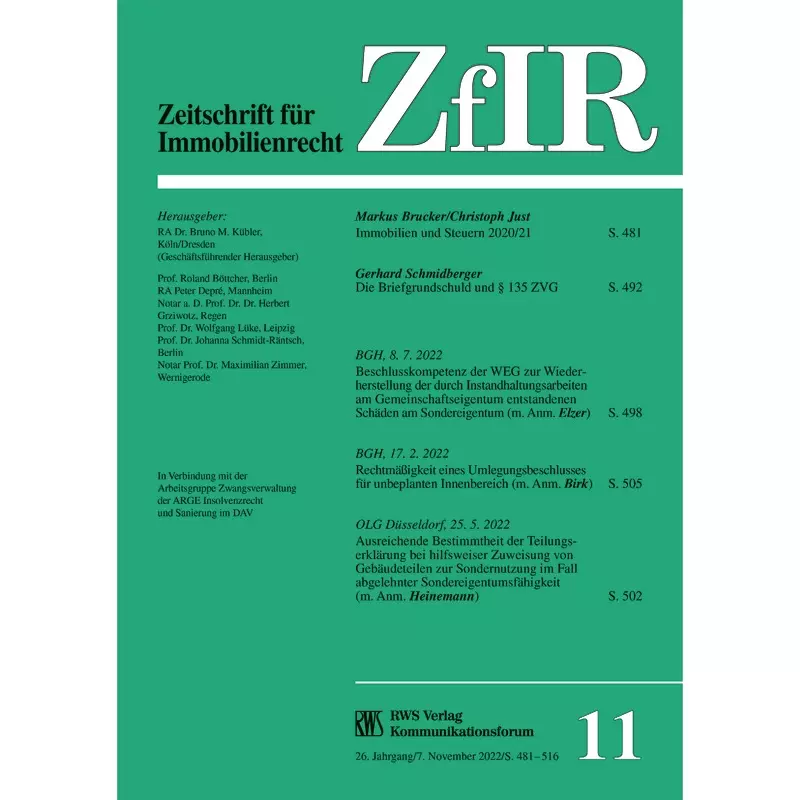 ZfIR - Zeitschrift für Immobilienrecht - Abonnement