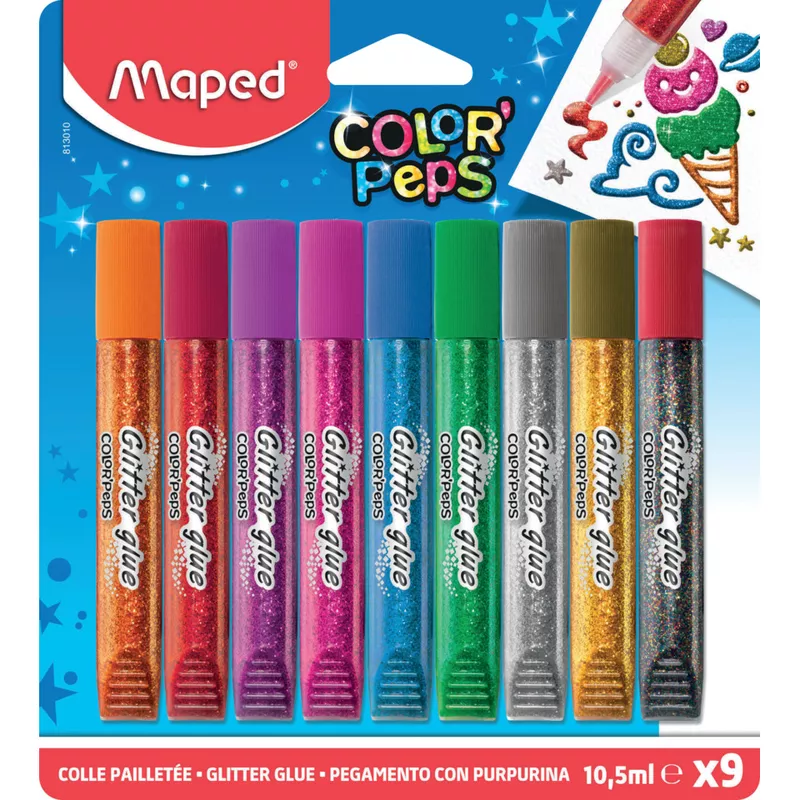 Glitzerkleber COLOR'PEPS, 9 Stück, sortiert MAPED 813010