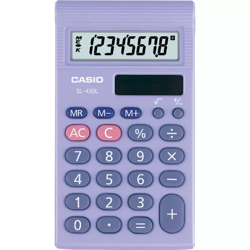 Taschenrechner SL-450S, Solar/Batterie, 8-stellig, blau CASIO SL-450S