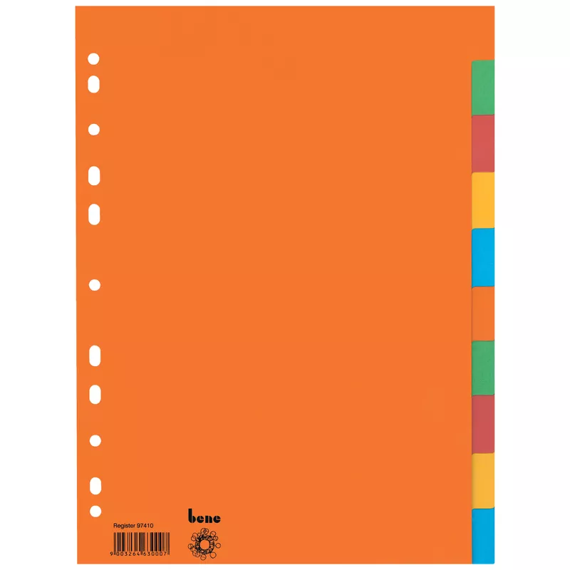Bene Register blanko DIN A4 10teilig Karton farbig