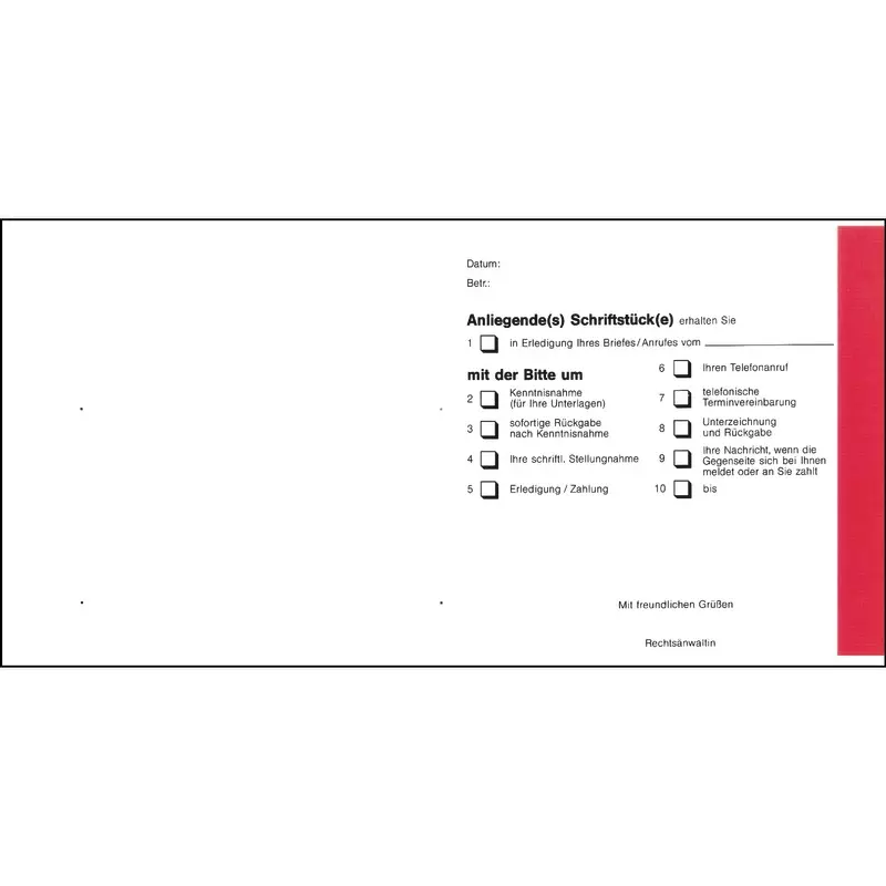 SoldanPlus Übersendungszettel, Grußformel "Rechtsanwältin"