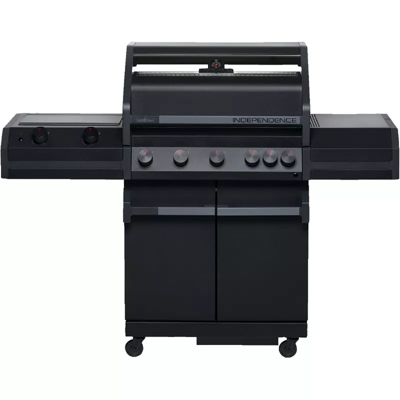 Grillfürst Independence P530G Gasgrill - mattschwarz - mit XXL Infrarotbrenner, Heckbrenner und Gusseisenrosten, Set incl. Abdeckhaube und Grillzange