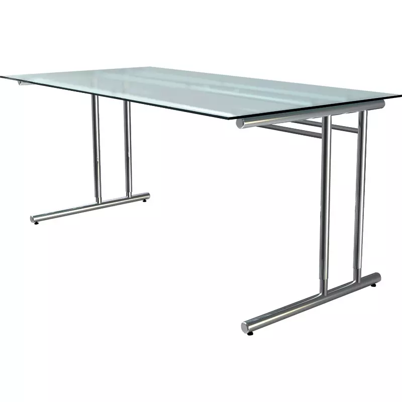 Schreibtisch ARTLINE transparent, Tischplatte aus satiniertem ESG-Glas, B x H x T: 1.600 x 680-720 x 800 mm