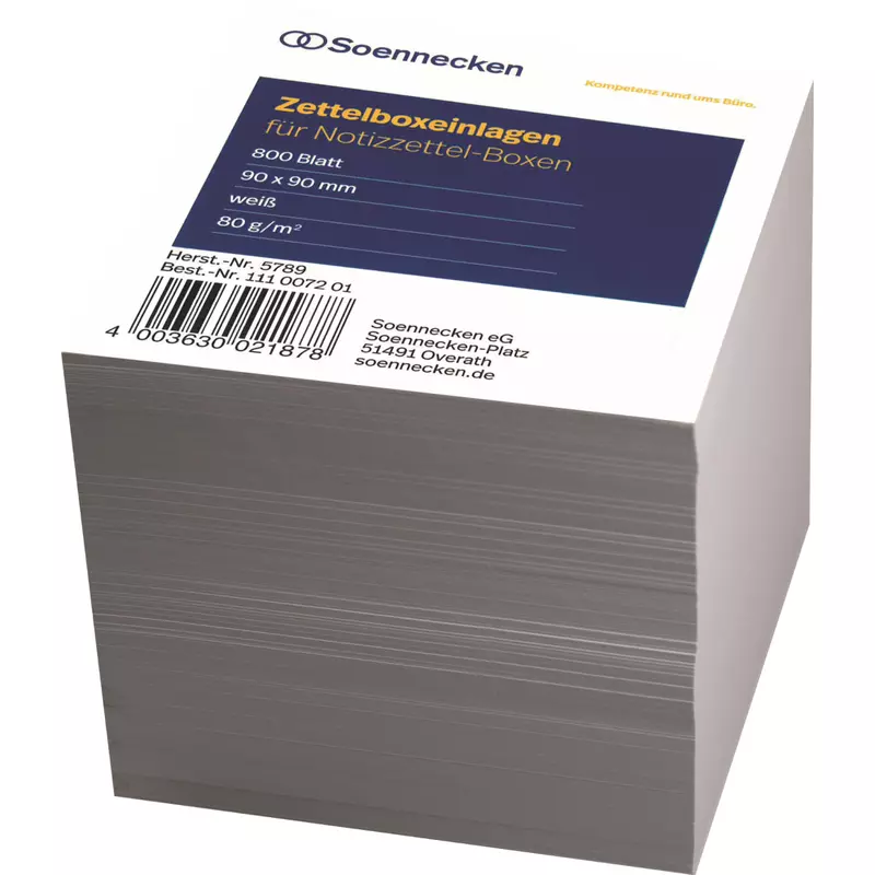 Soennecken Zettelboxeinlage 9x9cm 80g 800Blatt ws