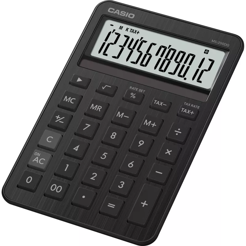 Tischrechner, Solar-/Batteriebetrieb, 12-stellig, schwarz CASIO MS-200DQ-BK