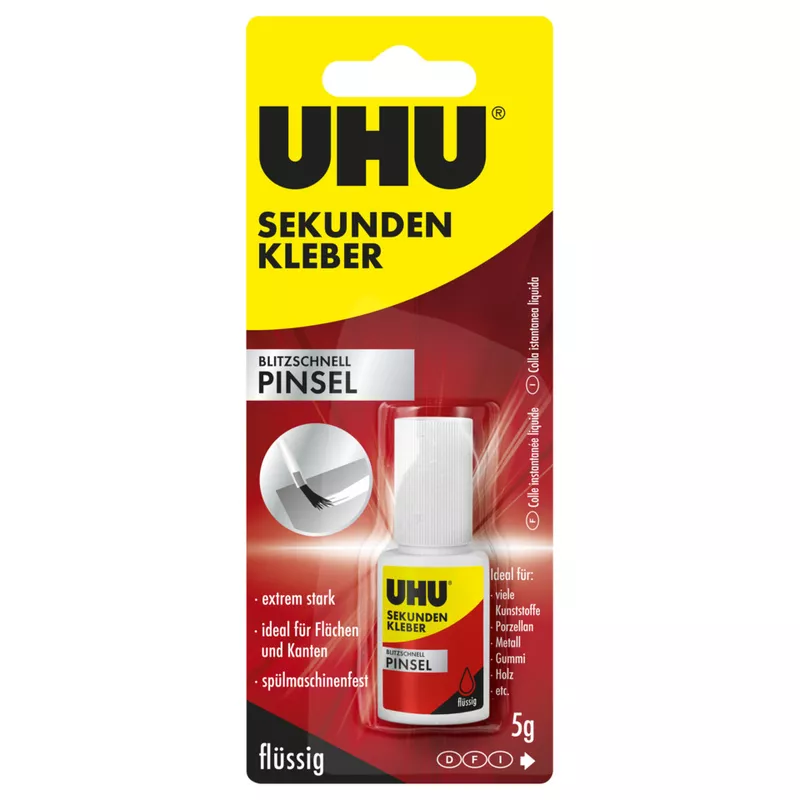 Sekundenkleber blitzschnell PINSEL, Flasche mit 5 g UHU 45545