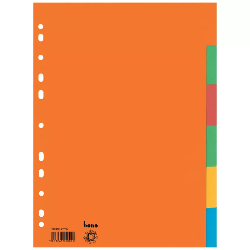 Bene Register blanko DIN A4 6teilig Karton farbig