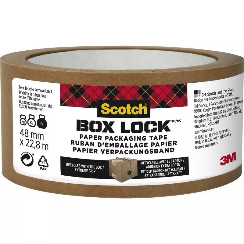 Scotch® Box Lock™ Papier-Verpackungsband, 48 mm x 22,8 m