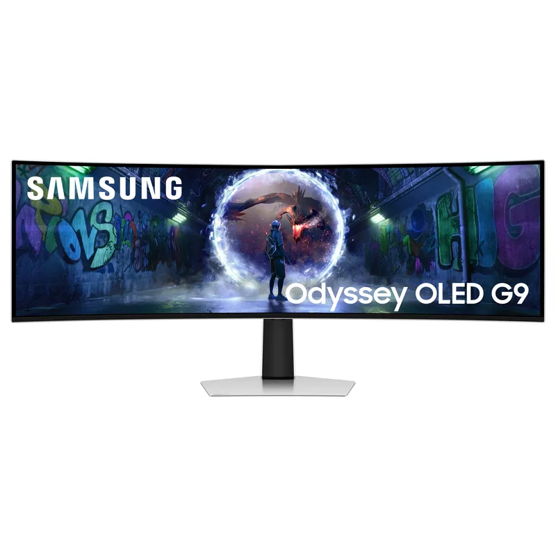 124,0cm/49 (5120x1440) Samsung Odyssey G9 G93SD S49DG934SU 32:9 OLED 0,03ms 240Hz DisplayPort HDMI Micro-HDMI VESA HDR FreeSync G-Sync Silvr