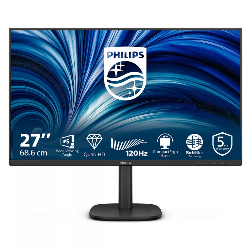 68,6cm/27 (2560x1440) Philips 27B2N3500J/00 16:9 WQHD IPS 4ms 120Hz HDMI DisplayPort USB VESA Speaker Black