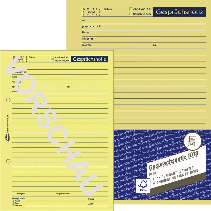 AVERY® Zweckform Gesprächsnotiz 1018, gelb