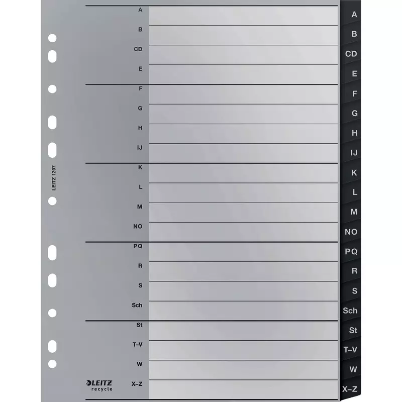 LEITZ Kunststoff-Register Recycle 1207, Taben A – Z