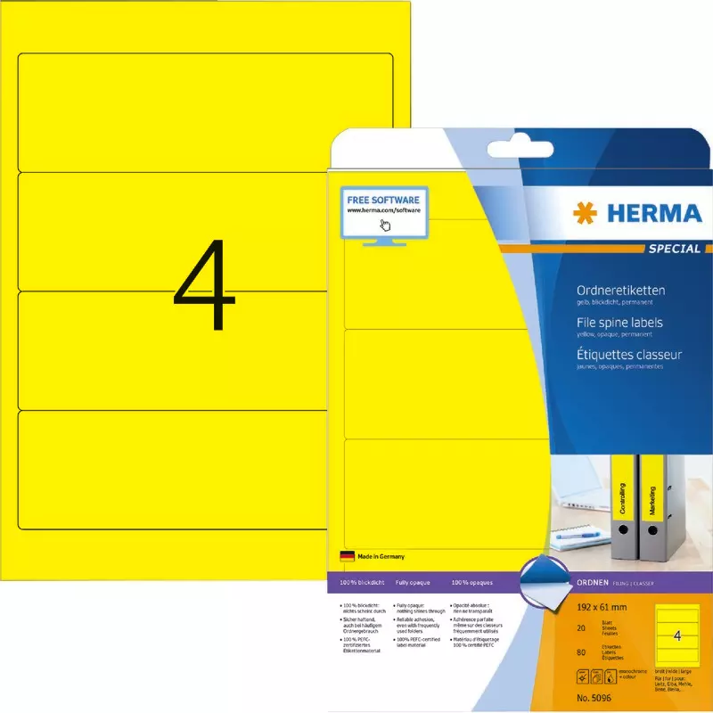 HERMA Ordneretiketten breit/kurz, B x H: 61 x 192 mm