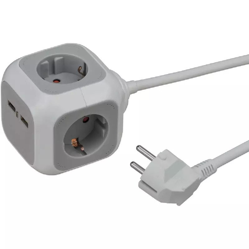 brennenstuhl® USB-Charger ALEA-Power Steckdosenwürfel, 4 Steckdosen, 2 USB-Buchsen